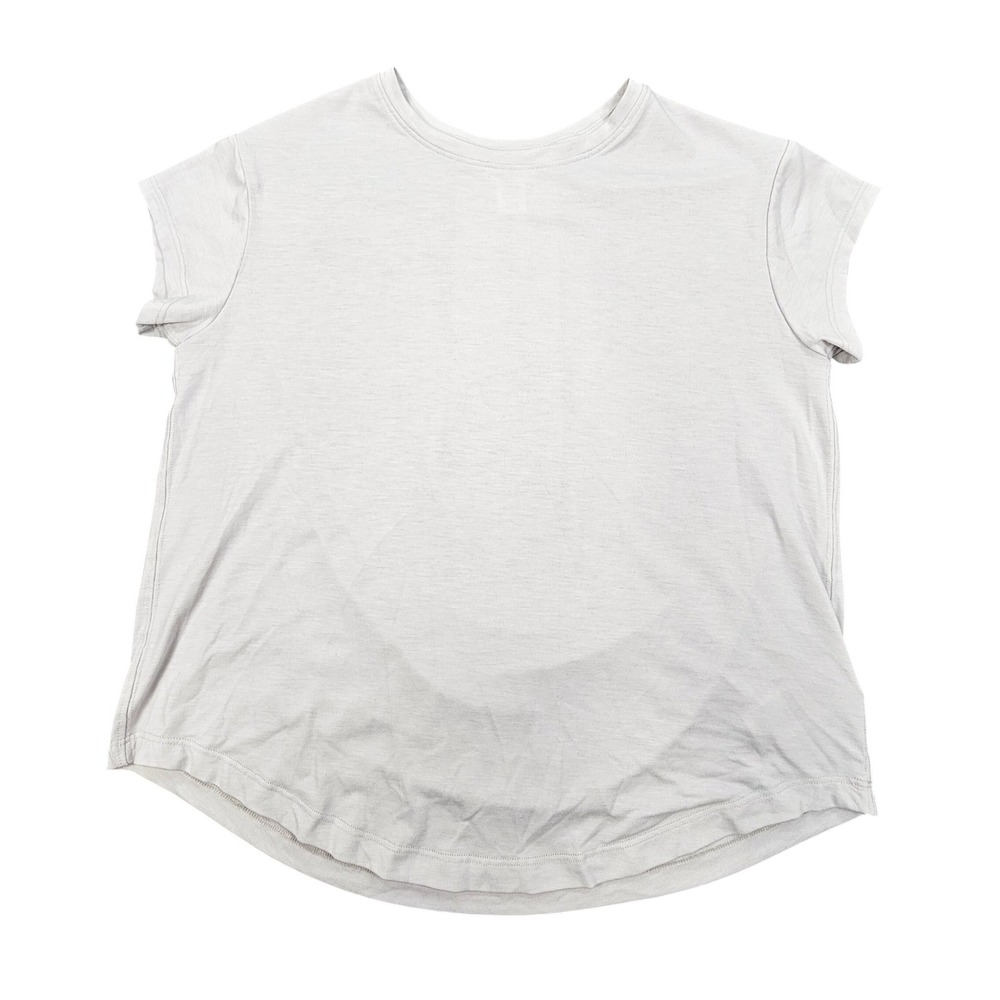 Athleta Girl Renew Tee Size L 12 Tailored Grey Back Pleat Activewear Shirt SU24